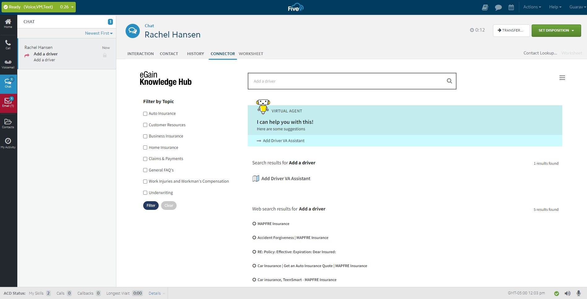 Product: eGain Knowledge Hub™ for Five9